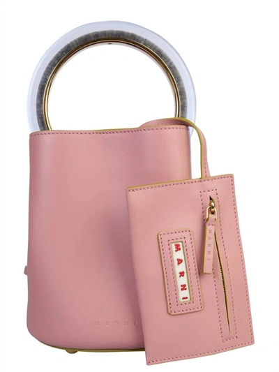Shop Marni "panier" Leather Bag In Pink