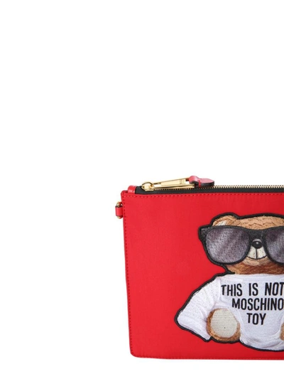 Shop Moschino "teddy" Clutch In Red