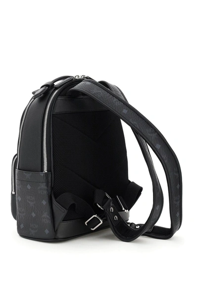 Shop Mcm Stark 32 Backpack In Leather And Visetos In Black