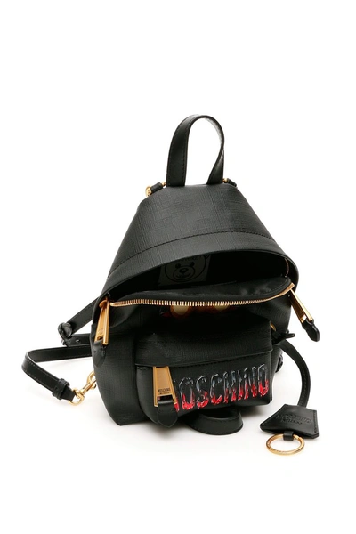 Shop Moschino Bat Teddy Bear Mini Backpack In Fantasia Nero