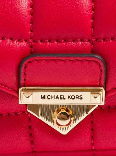 Shop Michael Michael Kors Soho Quilted Leather Bag Charm In Red
