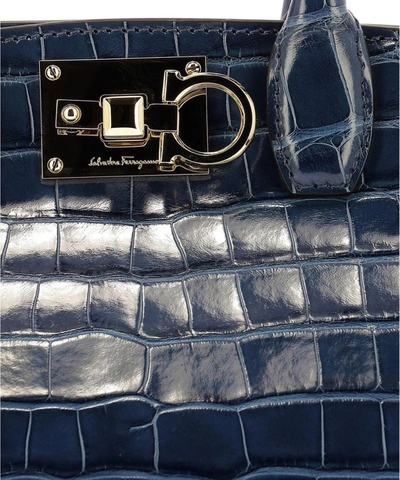 Shop Ferragamo "the Studio" Hand Bag In Blue