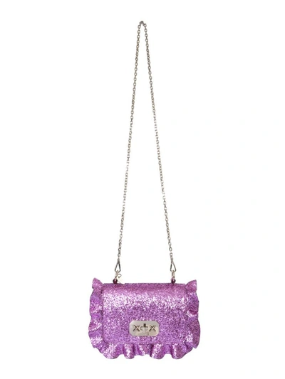 Red Valentino Crossbody Bag With Ruches And Glitter In Purple