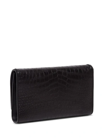 Shop Alexander Mcqueen Crocodile Print Leather Handbag In Black
