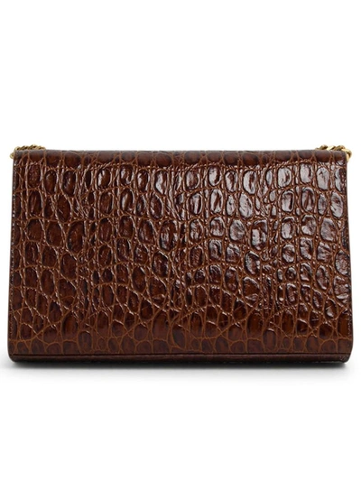 Shop Saint Laurent Tracolla Monog. Croco Marrone In Brown