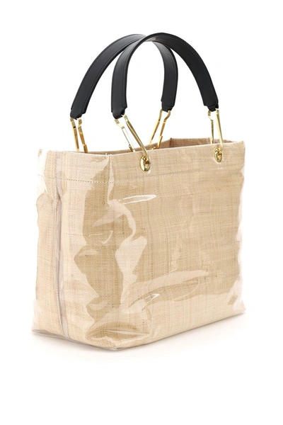 Shop Marni Glossy Grip Tote Bag Raffia In Natural