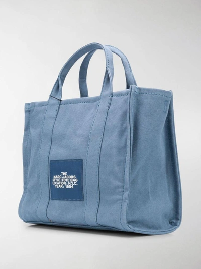 Shop Marc Jacobs Traveler Shopper Bag With Front Print In Light Blue
