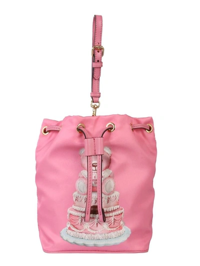 Shop Moschino "cake Teddy Bear" Bucket Bag In Pink