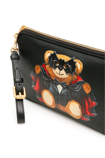 Shop Moschino Bat Teddy Bear Crossbody Bag In Fantasia Nero