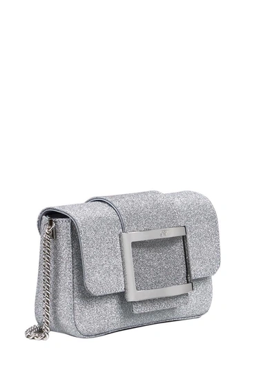 Shop Roger Vivier Très Vivier Bag Micro Glitter In Silver