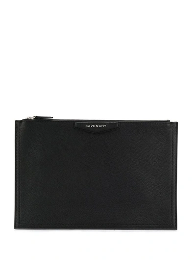 Shop Givenchy Clutch In Black Hammered Leather