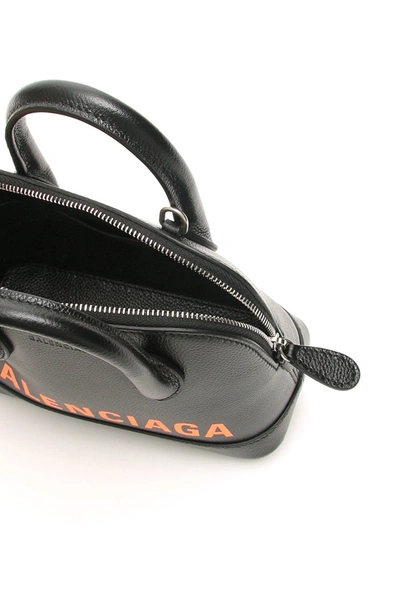 Shop Balenciaga Ville Xxs Bag With Logo In Black Fluo Orange