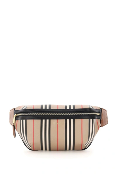 Shop Burberry Stripe Sonny Medium Belt Bag In Archive Beige
