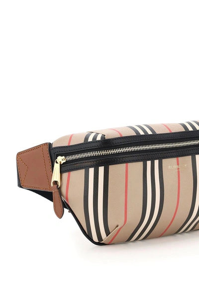 Shop Burberry Stripe Sonny Medium Belt Bag In Archive Beige