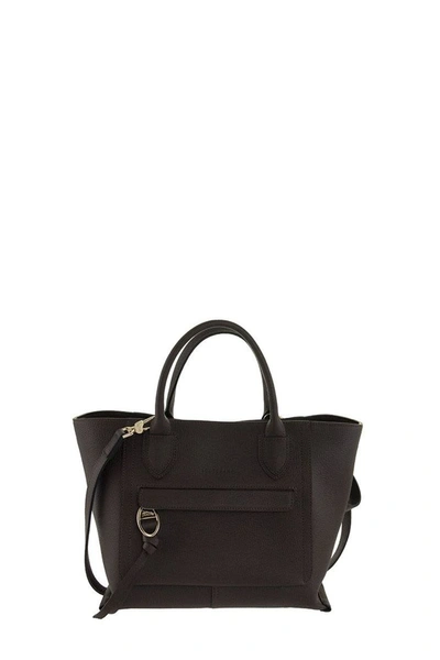 Shop Longchamp Mailbox Bag With Handle M In Aubergine