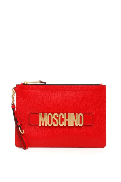 Shop Moschino Logo Pouch In Rosso