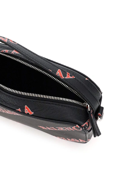 Shop Balenciaga Xs Everyday Camera Bag With Sporty Logo In Nba Black Red