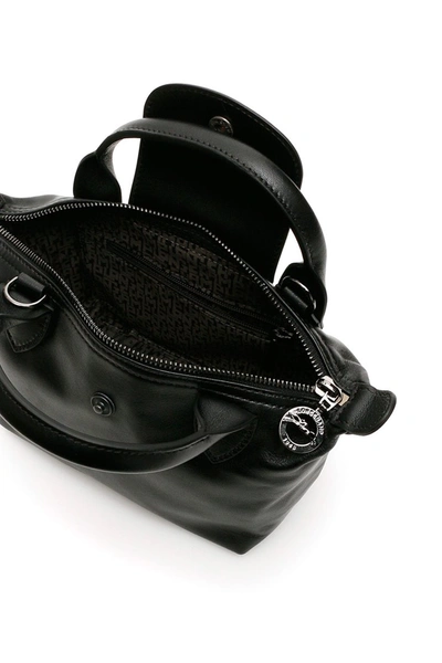 Shop Longchamp Le Pliage Cuir Mini Handbag In Nero
