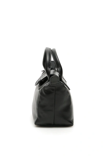 Shop Longchamp Le Pliage Cuir Mini Handbag In Nero