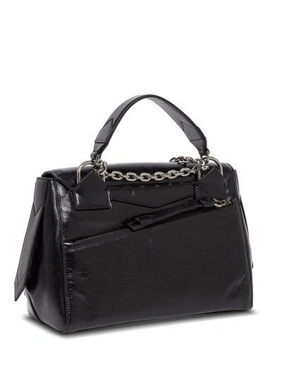 Shop Givenchy Medium Flap Handbag In Shiny Black Leather