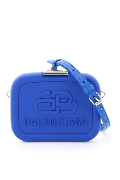 Shop Balenciaga Lunch Box Micro Clutch Logo In Blue