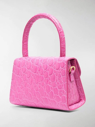 Shop By Far Circular Mini Handbag In Crocodile Print Leather In Fuxia