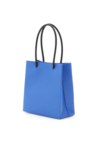 Shop Balenciaga North South Xxs Logo Leather Shopping Bag In Blue