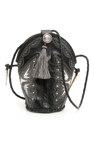 Shop Jessie Western Vintage Mini Boot Bag In Black Silver