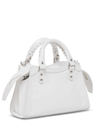 Shop Balenciaga Neo Classic Handbag In Crocodile Print Leather In White