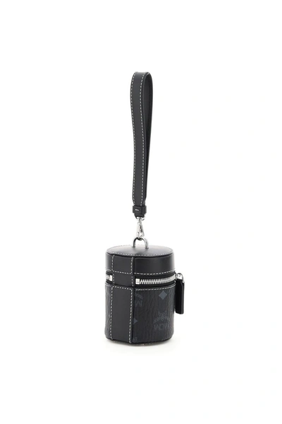 Shop Mcm X-mini Cylinder Visetos Shoulder Bag In Black