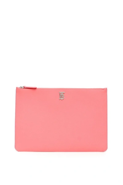 Shop Burberry Tb Logo Phyllis Pouch In Candy Floss