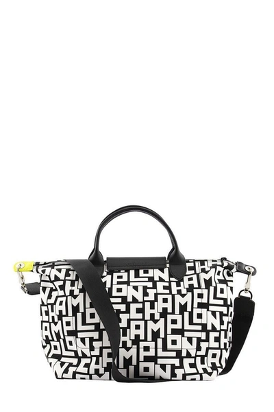 Shop Longchamp Le Pliage Lgp - Top Handle Bag M In Black/white