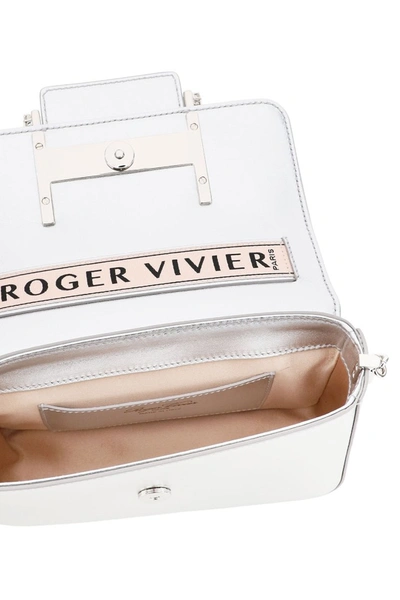 Shop Roger Vivier Très Vivier Rhinestone Buckle Micro Bag In Argento