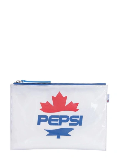 Shop Dsquared2 Pouch With Pepsi Logo In White