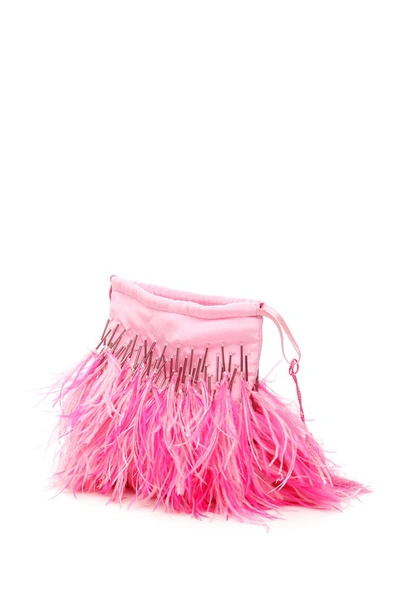 Shop Attico The  Feathers And Beads Mini Bag In Pink