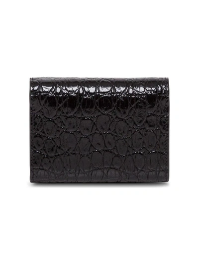 Shop Saint Laurent Crocodile Print Leather Crossbody Bag In Black