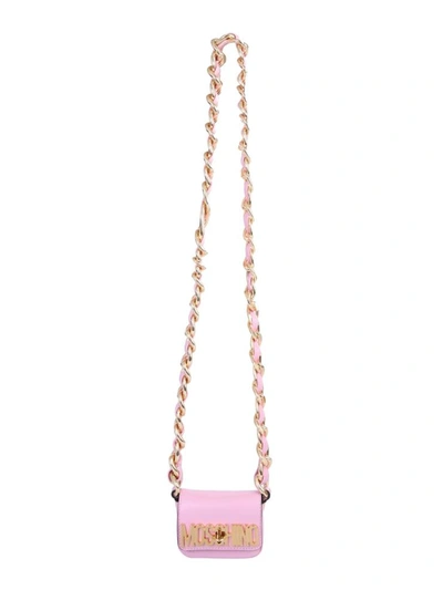 Shop Moschino Shoulder Bag With Logo In Pink
