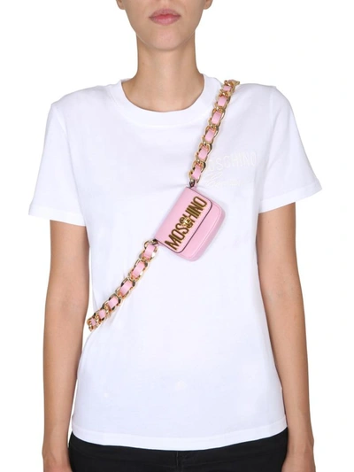 Shop Moschino Shoulder Bag With Logo In Pink