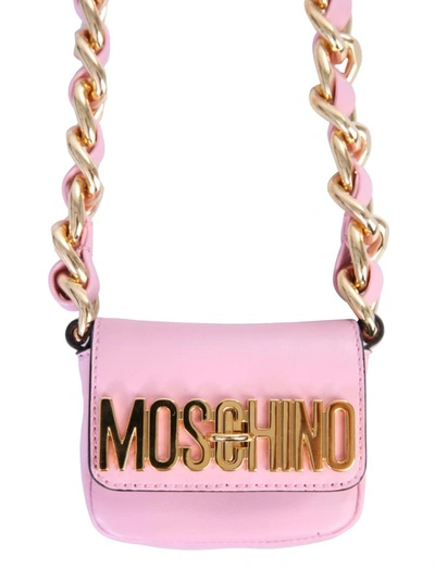 Shop Moschino Shoulder Bag With Logo In Pink
