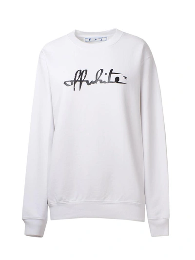 Shop Off-white Felpa Script 21 Bianca In White