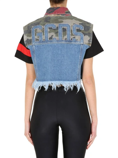 Shop Gcds Denim Vest In Multicolour