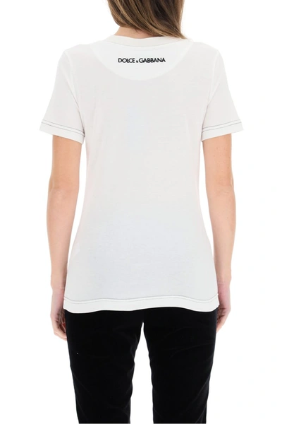 Shop Dolce & Gabbana Amore T-shirt With Logo Embroidery In Bianco