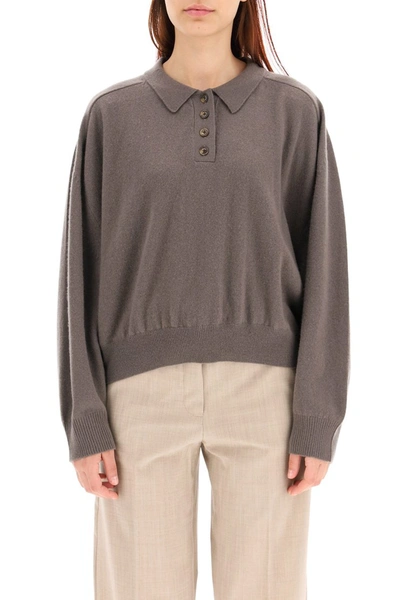 Shop Loulou Studio Cashmere Polo Shirt In Taupe