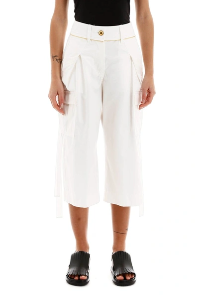 Shop Sacai Cargo Trousers In White