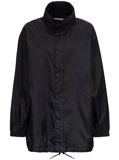 Shop Balenciaga Nylon Black Jacket With Back Languages Print