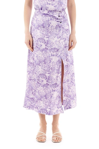 Shop Ganni Floral Print Skirt In Violet Tulip