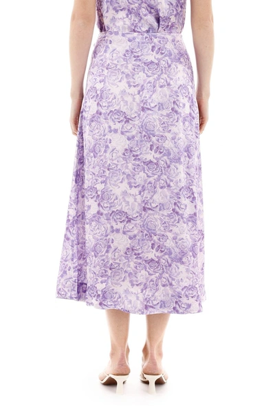 Shop Ganni Floral Print Skirt In Violet Tulip
