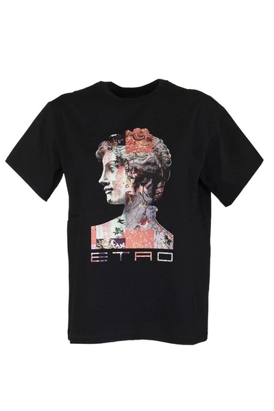 Shop Etro Collage Print T-shirt Over Black