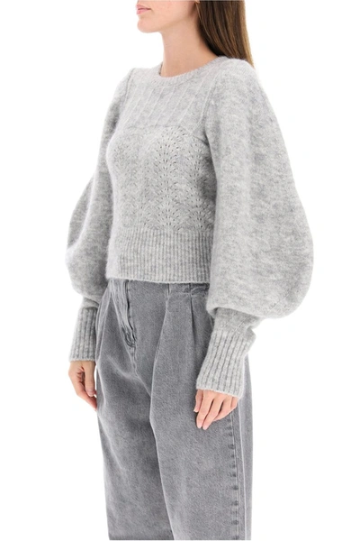 Shop Wandering Sweater With Balloon Sleeves In Grey