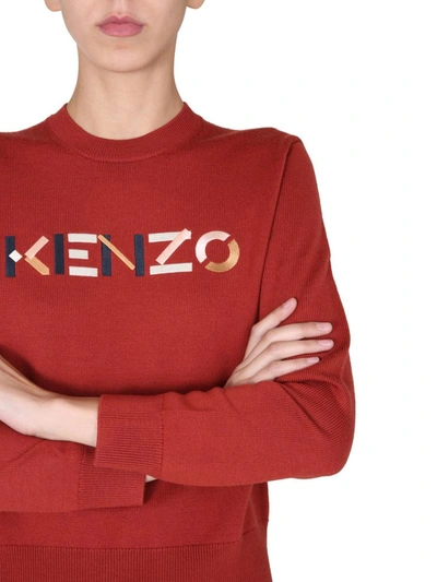 Shop Kenzo Crew Neck Sweater In Bordeaux